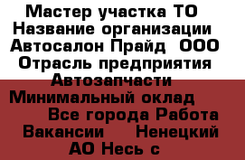 Мастер участка ТО › Название организации ­ Автосалон Прайд, ООО › Отрасль предприятия ­ Автозапчасти › Минимальный оклад ­ 20 000 - Все города Работа » Вакансии   . Ненецкий АО,Несь с.